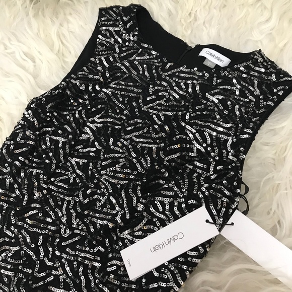 CALVIN KLEIN Sequined Cocktail Sheath Dress - Picture 9 of 11